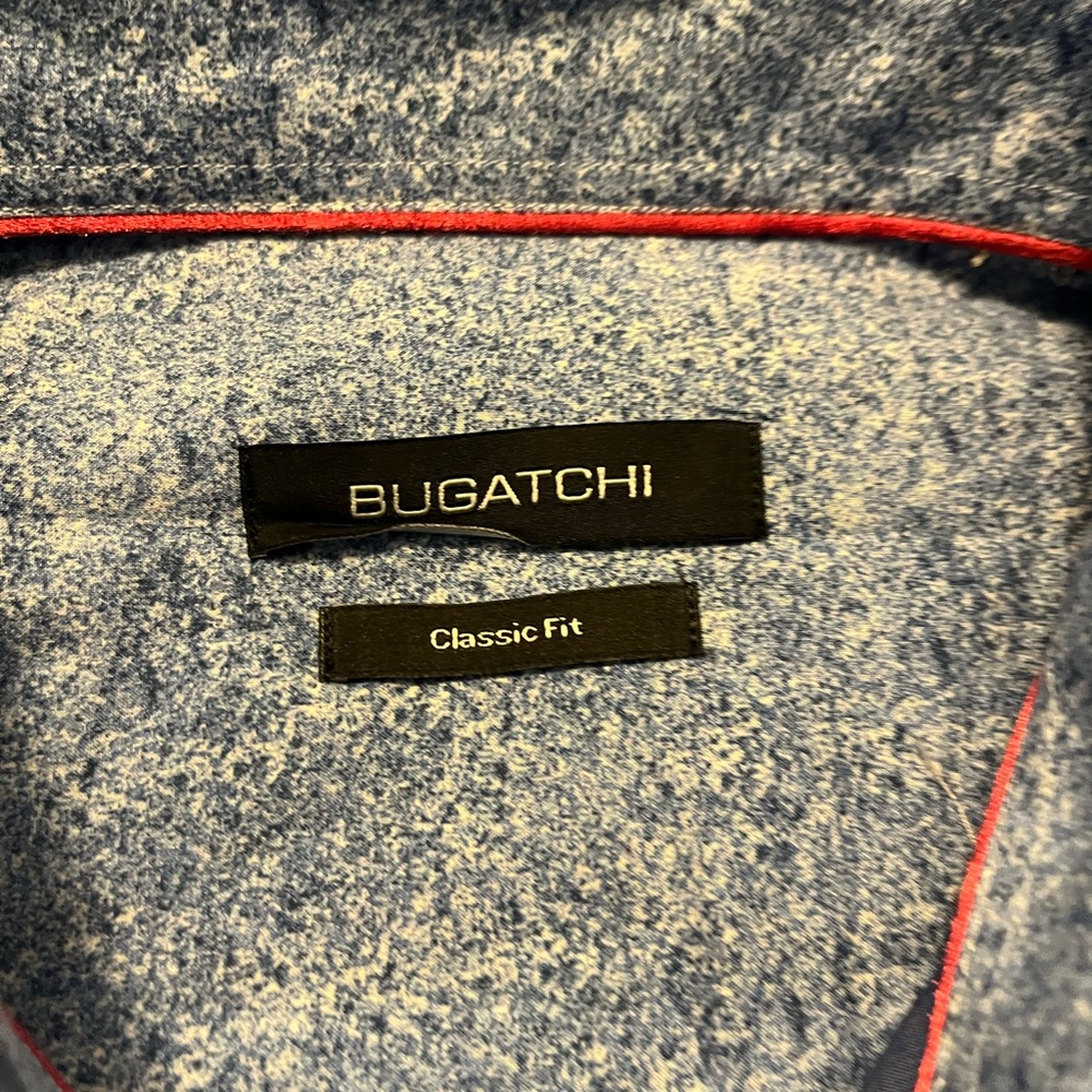 Bugatchi Blue Casual Button Down Shirt with Pattern, Fits Large/XL - Picture 3 of 4
